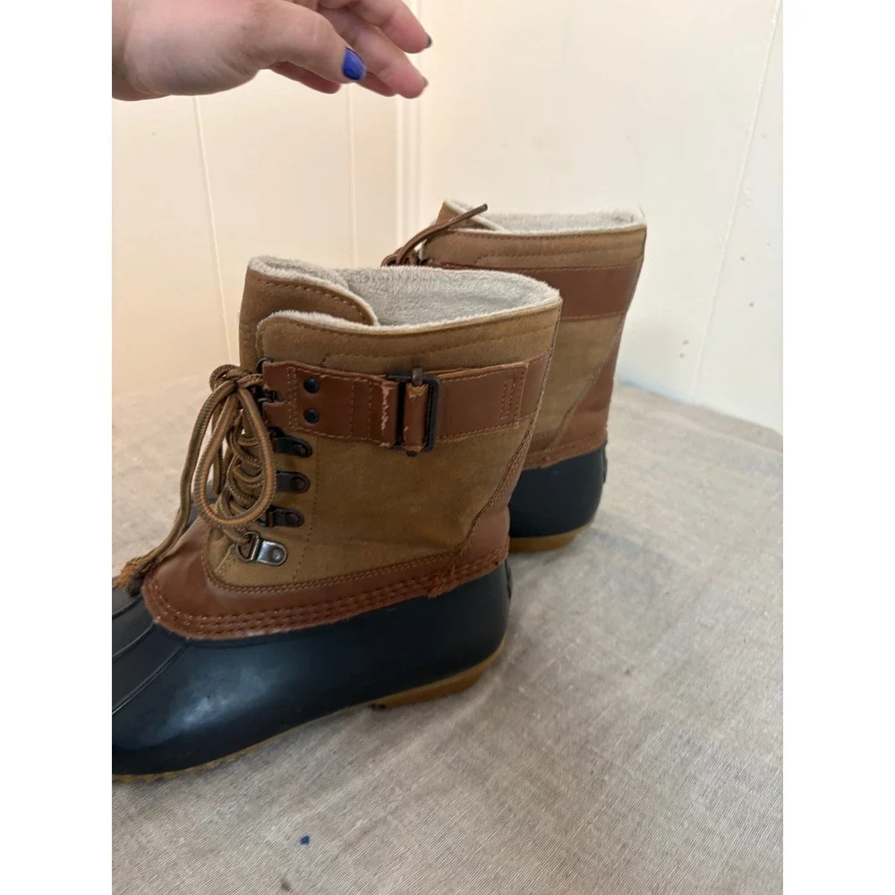 JBU Ontario Duck Boots Womens 8.5M Brown Weather Ready Faux Fur Vegan Leather